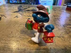 Smurfs : 1981 Vintage Christmas Lantern Smurf PVC Figure