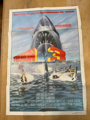 Jaws 3-D : Spanish Language Poster Folded