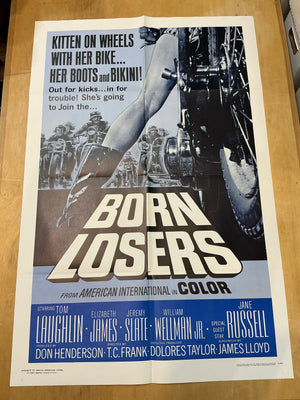 The Born Losers : Vintage AIP Biker Movie Theatrical One-Sheet Poster Folded
