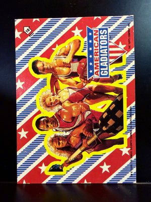 American Gladiators : 1991 Topps Trading Cards - Sticker Card #10 Group Shot