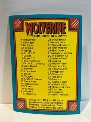 Wolverine : From Then 'Till Now (1992 Trading Card) : #90 Checklist
