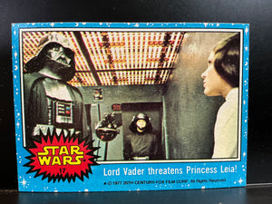 Star Wars Trading Cards Series 1 1977 : #17 Lord Vader Threatens Princess Leia!