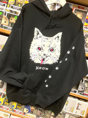 Hoodie: MEOW! Cat (Black Pullover)