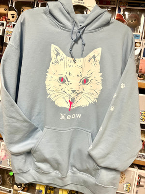 Hoodie: MEOW! Cat (Light Blue Pullover)