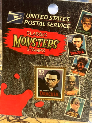 Enamel Pin: 1997 USPS Universal Classic Monsters Stamp Pins - Dracula (SEALED)