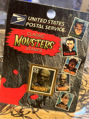 Enamel Pin: 1997 USPS Universal Classic Monsters Stamp Pins - Mummy (SEALED)