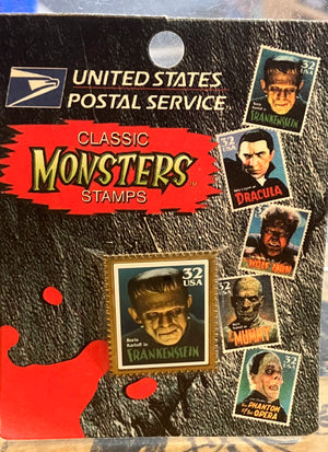 Enamel Pin: 1997 USPS Universal Classic Monsters Stamp Pins - Frankenstein (SEALED)
