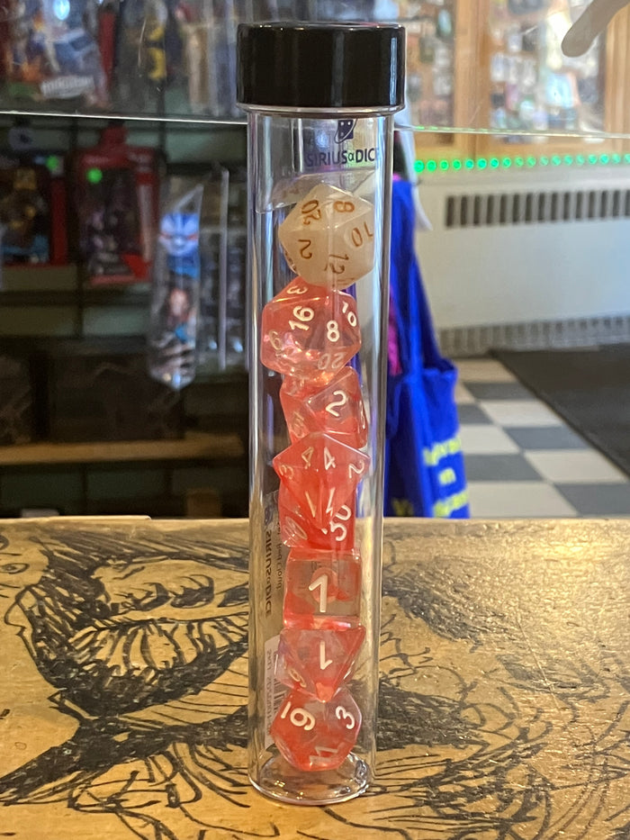 DICE SET (Sirius): RED CLOUD TRANSPARENT RESIN