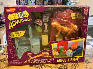 VINTAGE NICKELODEON CATDOG ADVENTURES "DRIVE & SHOP" TOY PLAYSET  (1999, RARE)