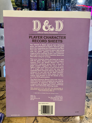 Advanced Dungeons & Dragons : AC6 9037 Player Character Record Sheets (1985)