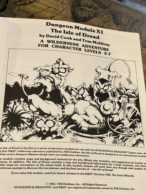 Advanced Dungeons & Dragons : X1 TSR Module The Isle Of Dread (1981)(D&D)