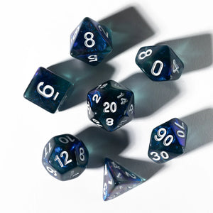 Dice: Unearthed Treasure Sapphire 7-Piece Polyhedral RPG Dice Set | Sirius Dice