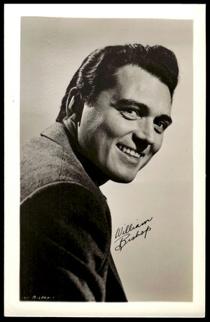 Vintage William Bishop Fan Club Photo (Facsimile Signature) 5.5" X  3.5." 1950's