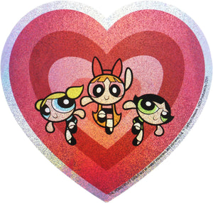 Sticker - Powerpuff Girls - Glittery Heart Group Shot