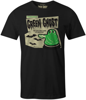 Green Ghost Game! On Black T-Shirt