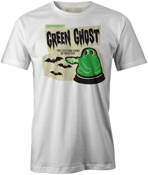 Green Ghost Game! On White T-Shirt