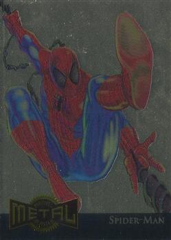 Marvel Metal 1995 Trading Cards : - GOLD METAL BLASTERS- #12 of 18 Chase Cards -Spider-Man