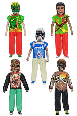NECA BEN COOPER COSTUME KIDS COLLECTION - SERIES 7 COSTUMED ACTION FIGURE BUNDLE (GODZILLA, JAWS, WARRIOR, TARMAN, THE FLY)