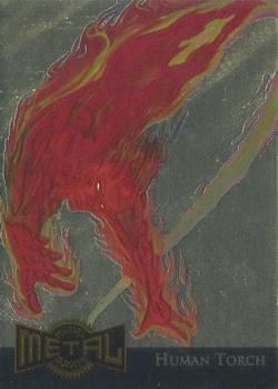 Marvel Metal 1995 Trading Cards : - GOLD METAL BLASTERS- #6 of 18 Chase Cards - Human Torch