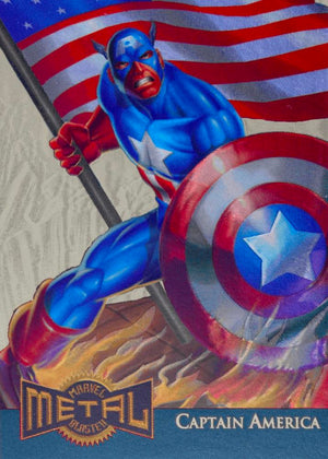 Marvel Metal 1995 Trading Cards : - GOLD METAL BLASTERS- #2 of 18 Chase Cards - Captain America