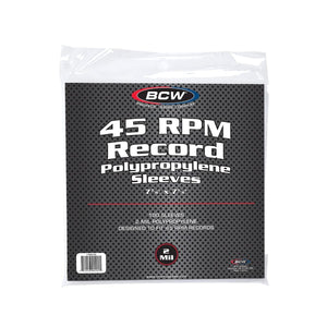 45 RPM Record Sleeves Polypropylene 7 3/8" x 7 5/8" Bag of 100 2 Mil BCW