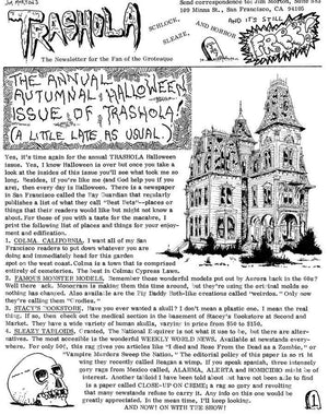 Trashola Vol. 3 #7 (1981 Horror Fanzine) Jim Morton's Halloween 6 Page Issue