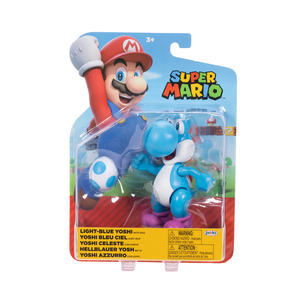 Jakks Pacific World of Nintendo Super Mario:  Light Blue Yoshi w/Egg Action Figure