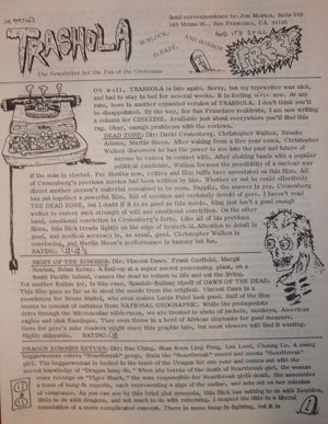 Trashola Vol. 3 #8 (1981 Horror Fanzine) Jim Morton's