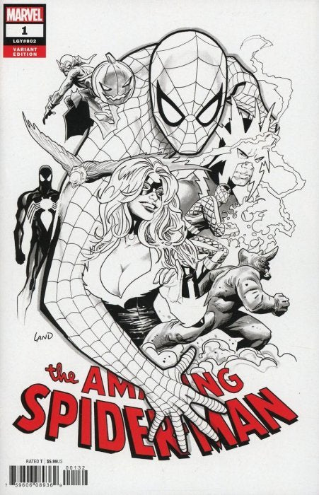 The Amazing Spider-Man #1 Party Sketch Variant Greg Land Black & White Variant (2018 Series)
