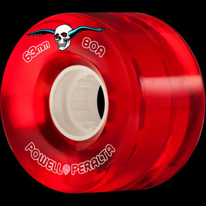 Powell Peralta  Clear Cruiser 63mm 80a Red Wheels (Set of 4)