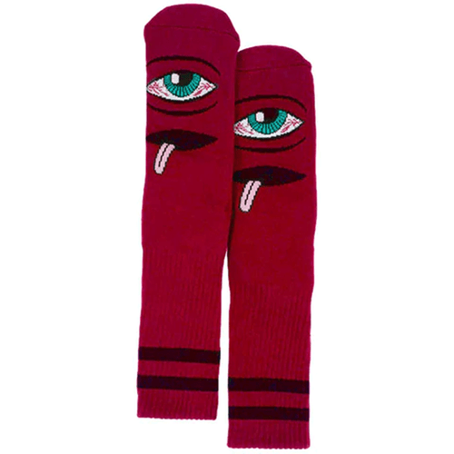 Socks: TOY MACHINE - SECT BLOODSHOT EYE CREW SOCKS RED 1 Pair