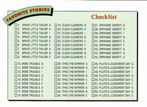 Disney Collector Cards (1991 Impel) 208 - Favorite Stories Checklist CL