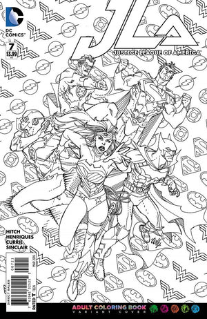 Justice League of America #7 (2015 Series) Cully Hamner Adult Coloring Book Variant