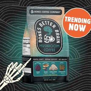 Better Brain Mushroom Coffee | Medium Roast | 10oz (Ground Coffee)(Bones Coffee Company)