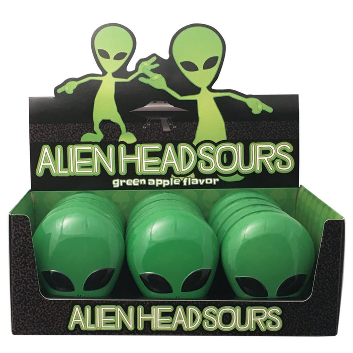 Alien Head Sours Tin W/ Candy