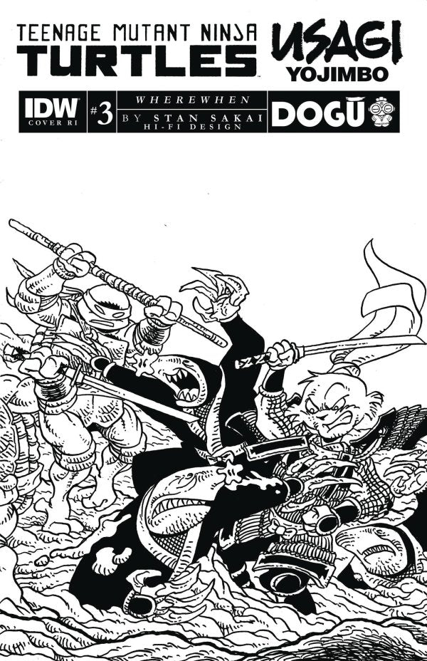 TMNT/Usagi Yojimbo: WhereWhen #3 Cover D Sakai B&W 1:25 Incentive