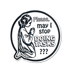 Sticker: "Doing Tasks" Round Sticker by Arcane Bullshit