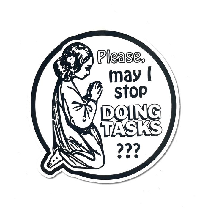 Sticker: "Doing Tasks" Round Sticker by Arcane Bullshit