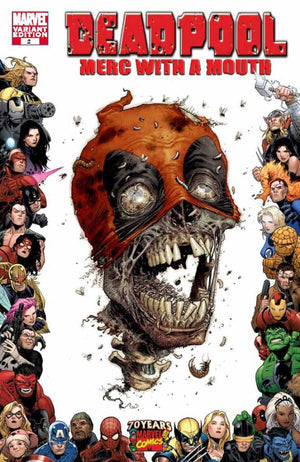 Deadpool: Merc with a Mouth #2 1:10 Tony Moore Marvel 70th Anniversary Frame Variant