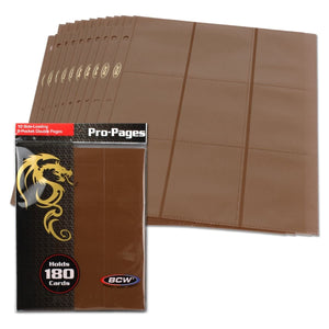 Side Loading 18-Pocket Pro Pages - Brown (10 Pages Per Pack)