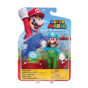 Jakks Pacific World of Nintendo Super Mario Ice Luigi With Flower 4" Action Figure