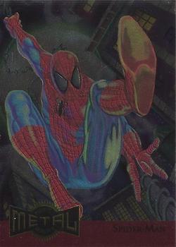 Marvel Metal 1995 Trading Cards : -METAL BLASTERS- #12 of 18 Chase Cards -Spider-Man