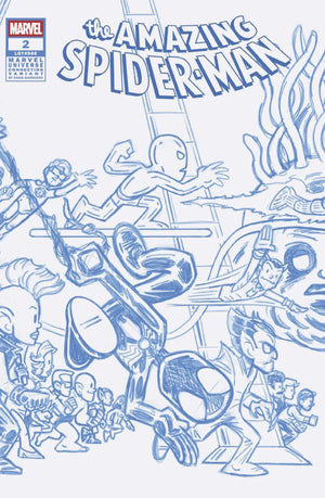 AMAZING SPIDER-MAN #2 (2025) INC 1:50 CHRIS GIARRUSSO MARVEL UNIVERSE CONNECTING BLUE LINE SKETCH WRAP VARIANT L