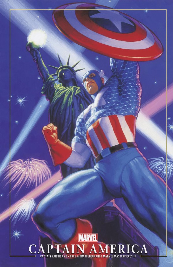 CAPTAIN AMERICA #8 (2024) GREG AND TIM HILDEBRANDT CAPTAIN AMERICA MARVEL MASTERPIECES III VARIANT