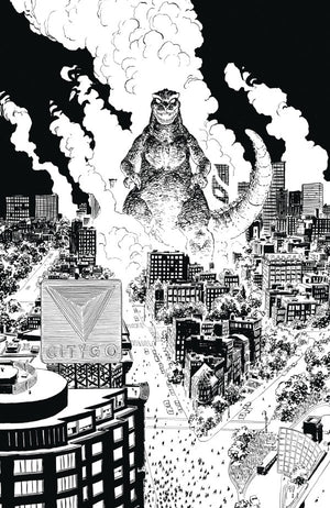 Godzilla Vs. America: Boston Variant RI (50) (Sherman B&W Full Art)