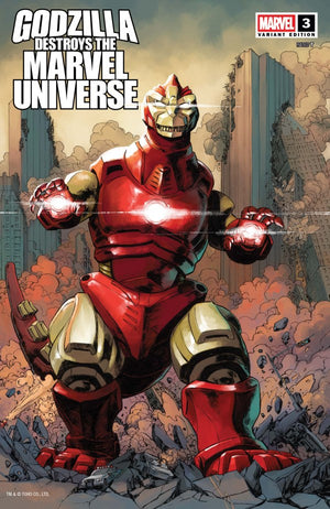 GODZILLA DESTROYS THE MARVEL UNIVERSE #3 DAVE WACHTER MARVELIZED IRON MAN-ZILLA VARIANT