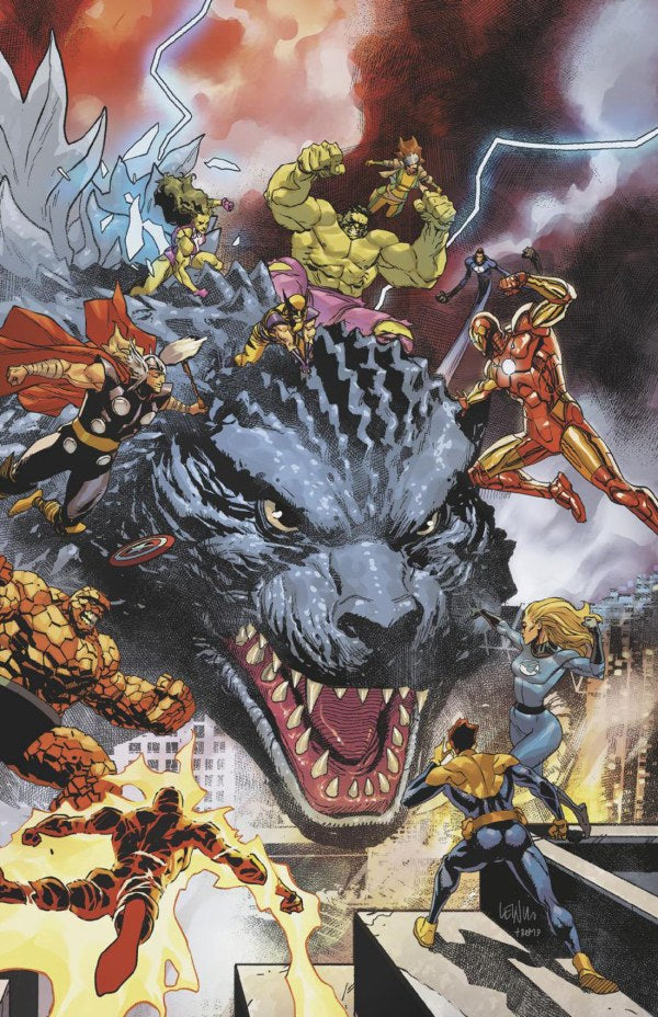 GODZILLA VS. FANTASTIC FOUR #1 LEINIL YU INC 1:25 WRAPAROUND RATIO VIRGIN 2ND PRINTING VARIANT
