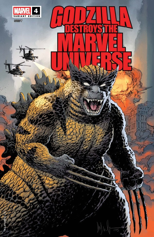 GODZILLA DESTROYS THE MARVEL UNIVERSE #4 DAVE WACHTER MARVELZED WOLVERINE-ZILLA VARIANT