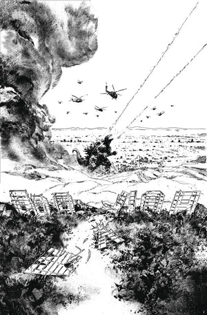 Godzilla Vs. America: Los Angeles Variant RI (25) (Hardman Full Art B&W)