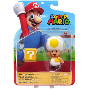 Jakks Pacific Super Mario Yellow Toad with ? Block 4-in Figure